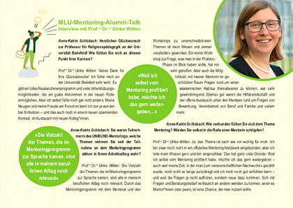 Erfahrungsbericht einer Alumna des UNIBUND-Mentorings: Prof.in Dr.in Ulrike Witten